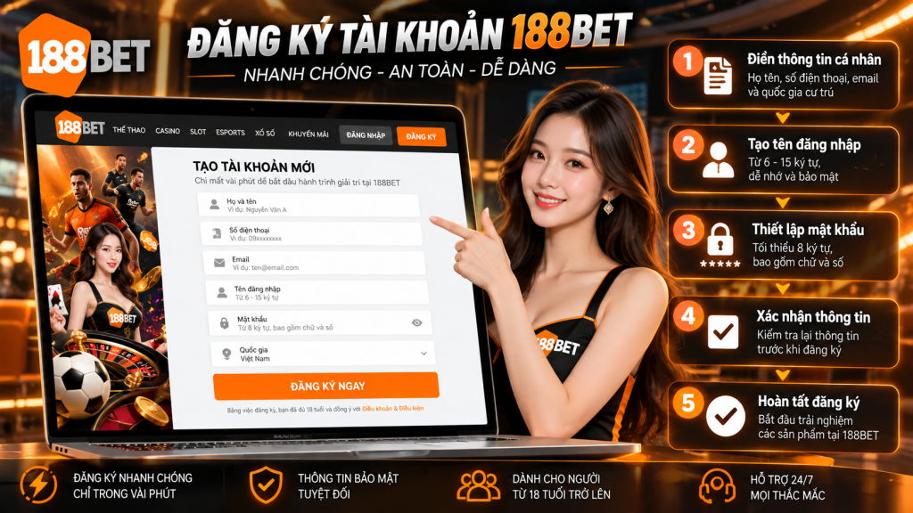 Biểu mẫu thông tin đăng ký tài khoản 188BET